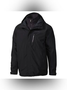 Marmot Black Waterproof 3-in-1 Polartec + Fleece Raincoat with Zip Chest Pocket